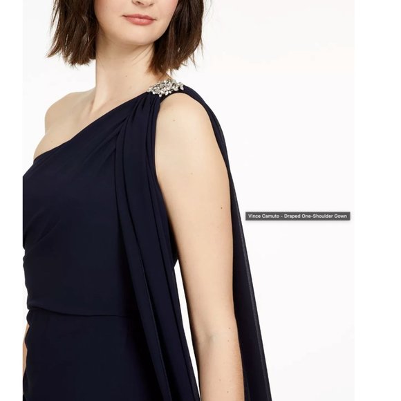 Vince Camuto Draped One-Shoulder Gown - Picture 4 of 5